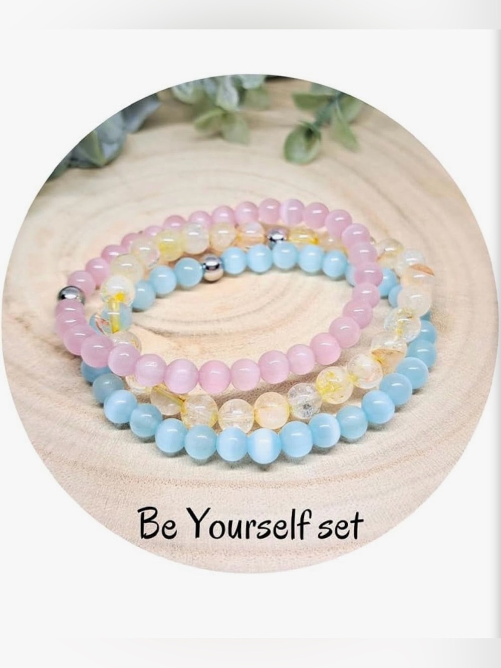 Be Yourself Pastel Beaded Bracelet Set - Pink, Blue, Clear